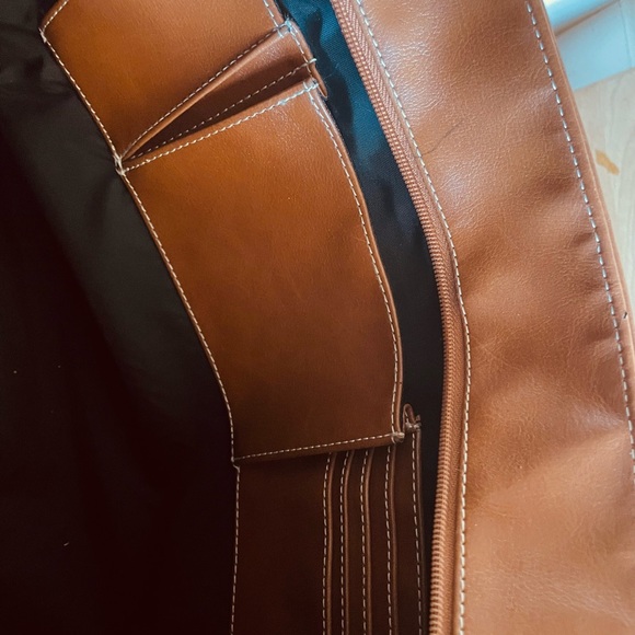 LG High Quality Vegan leather Business Laptop Tote Carry-on Cognac Brown 👜 - Picture 3 of 13